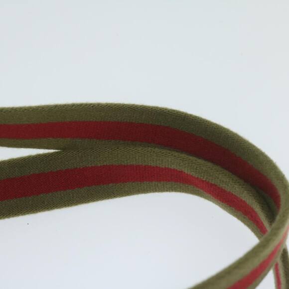GUCCI Sherry Line Hand Bag Nylon Khaki Red 019 0402 019 0402 - Picture 8 of 12